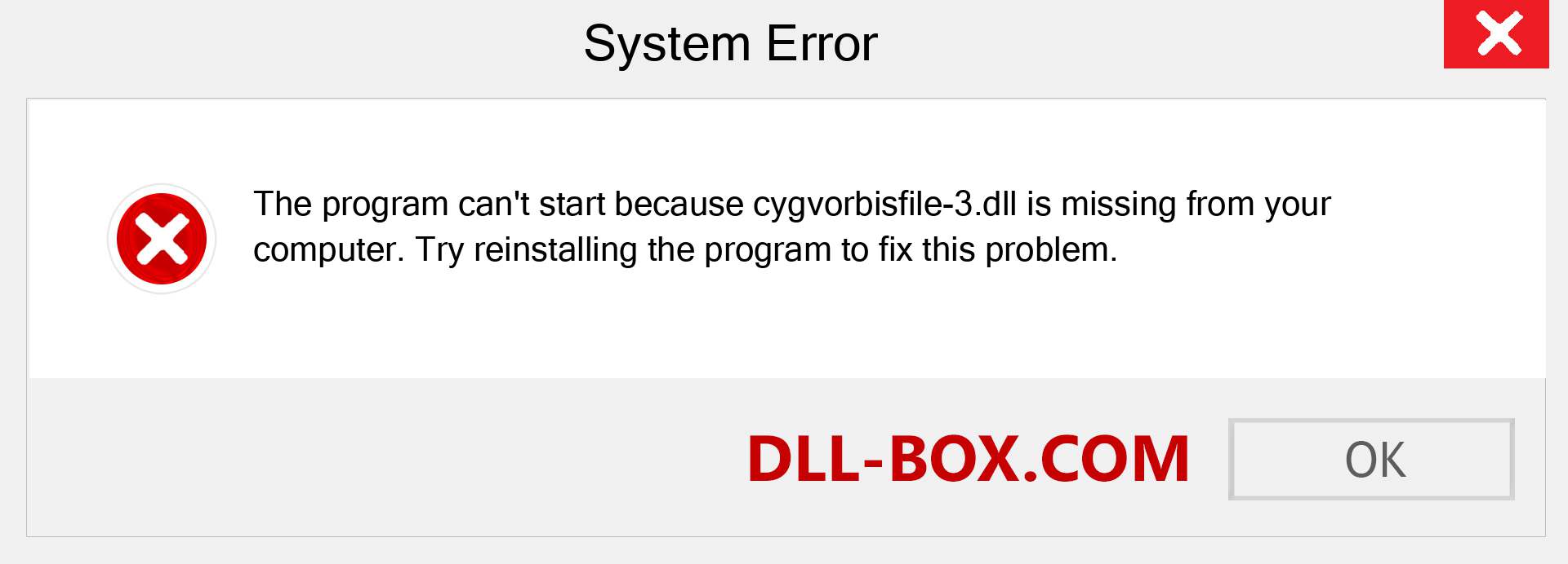  cygvorbisfile-3.dll file is missing?. Download for Windows 7, 8, 10 - Fix  cygvorbisfile-3 dll Missing Error on Windows, photos, images